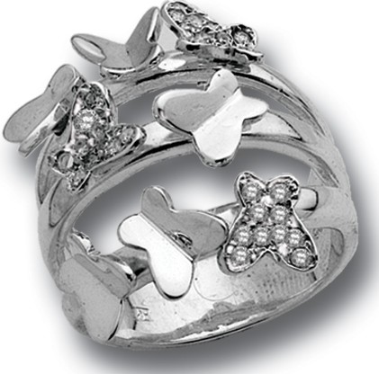 Anillo platabella sin piedra liso chino con mariposas