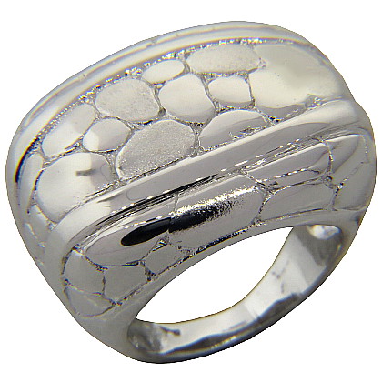 Anillo rocoso rectangular con dos tiras platabella