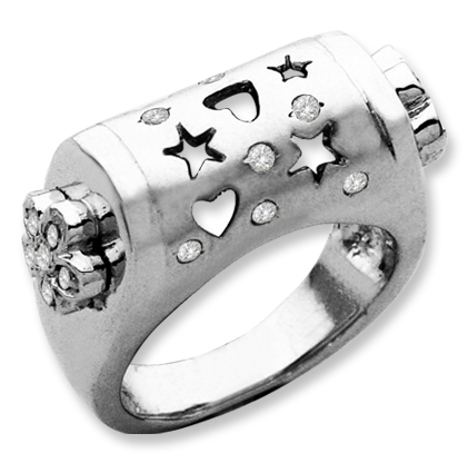 Anillo cabeza calada corazones platabella