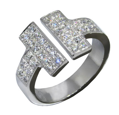 Anillo T grande con piedras, platabella