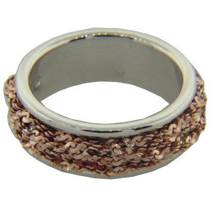 anillo centro cadena enroscado enchapado rosado borde blanco fino