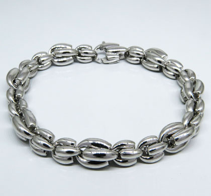 pulsera eslabones dobles intercalados, mediana, blanca