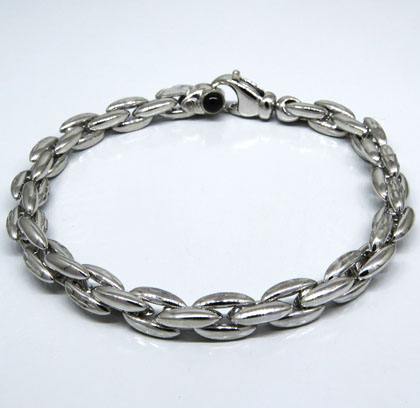 pulsera zafiros en el cierre, eslabones medianos, blanca , lapidada