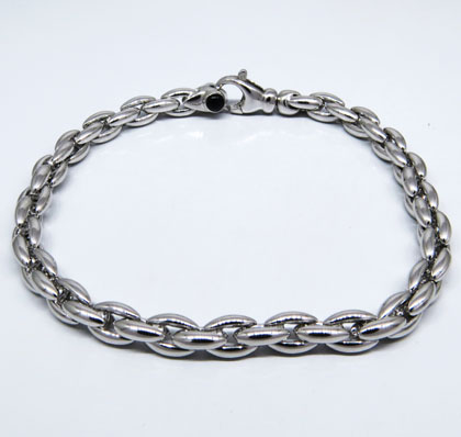 pulsera zafiros en el cierre, eslabones chicos, blanca