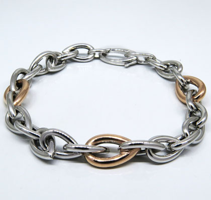 pulsera eslabonada rosada y blanca