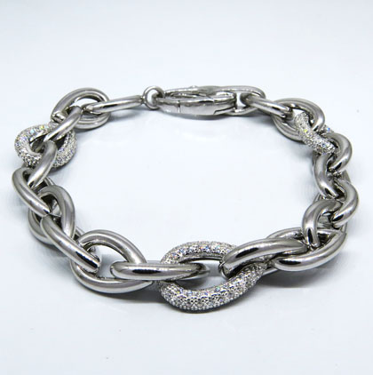 pulsera eslabonada blanca, con piedras
