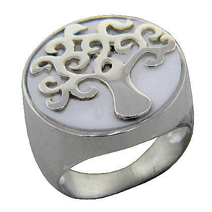 anillo fondo blanco arbol de la vida