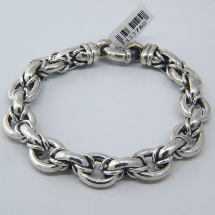 pulsera eslabones ovalados trenzados chicos cierre marinero