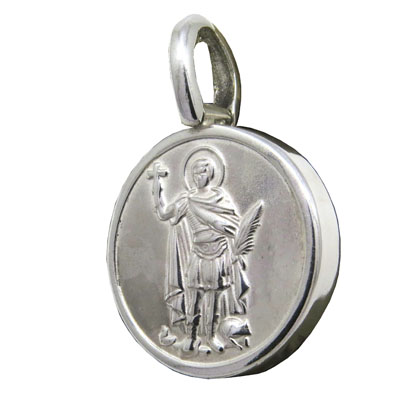 Colgante san expedito, encamisado, mediano. Diametro: 2,6 cm aprox