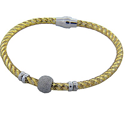 Pulsera imantada escamas amarilla con dona picada blanca