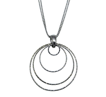 conjunto circulos , facetados, doble cadena bolitas, blanco y rodio negro