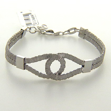 pulsera doble hilo chato centro rombo blanco