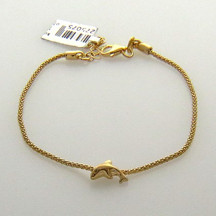pulsera fope fina con delfin centro enchapado amarillo
