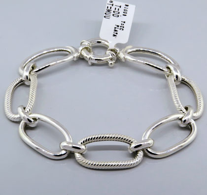pulsera eslabones ovalados, lisos y rayados