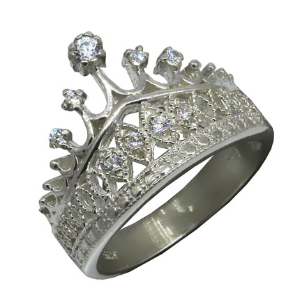 anillo corona con piedras, calado