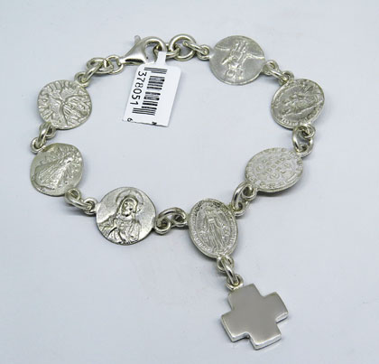 pulsera medallas santos y cruz colgante