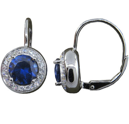 Par aros redondos piedra azul, y piedras blancas alrededor, cierre brisura