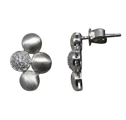 par aros circulos satinados blancos, con piedras 