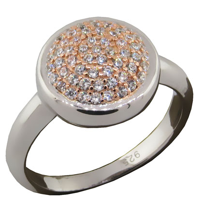 anillo redondo pavee con rosado