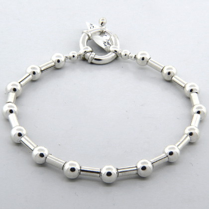 pulsera bolitas 5mm y barritas plata
