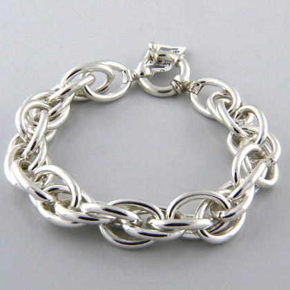 pulsera eslabones ovalados, cierre marinero
