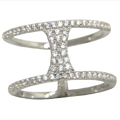 anillo doble tira con piedras blancas