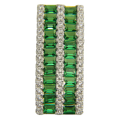 Colgante pasante, doble fila de piedras baguette verdes