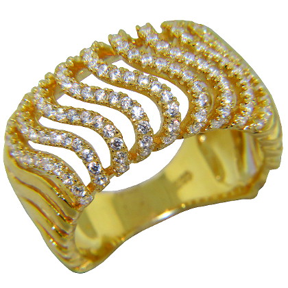 anillo ancho ondas de piedras, amarillo
