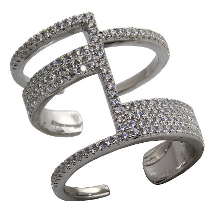anillo abierto con piedras, blanco