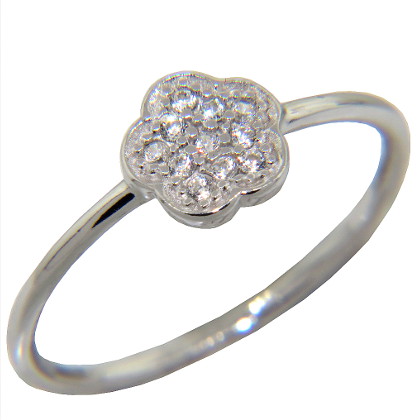 anillo flor con piedras blanco