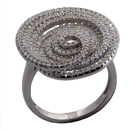 anillo redondo espiral de piedras, blanco
