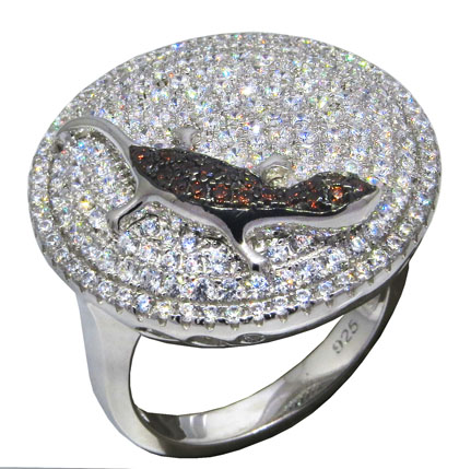 anillo redondo pavee piedras blancas, iguana piedras marrones