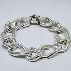 pulsera inflada eslabones ovalados retorcidos cierre marinero