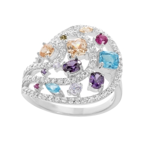 anillo calado abierto piedras multicolor
