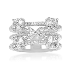 anillo 3 tiras pave calado