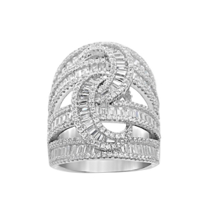 Anillo ancho baguete calado trabajado