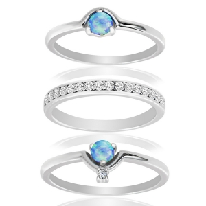 Anillo apilable triple 2 piedras opalos