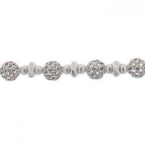 Pulsera bolitas caladas hilo y perlitas
