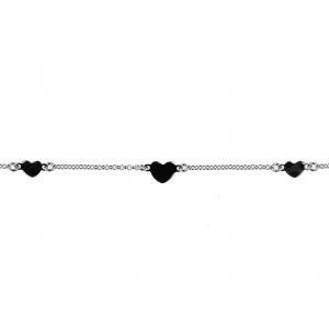Pulsera cadena y 3 corazones chatos 