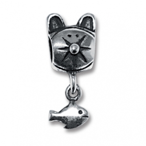 abalorio macizo gato con pez colgante