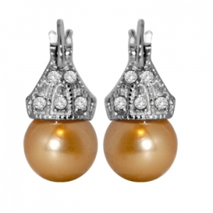 Par aros lady capricho perlas champagne 8 mm
