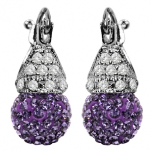 Par aros Lady capricho shiny cristal color lila 10 mm 