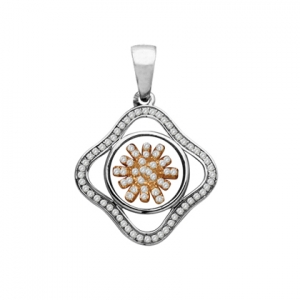 Colgante jubel, rombo, cristal, sol giratorio, rosado con piedras
