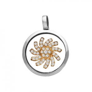 Colgante jubel, redondo, cristal, sol rosado con piedras, giratorio