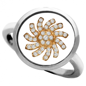 anillo jubel, cristal, sol rosado piedras, movimiento