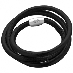 pulsera cuero negro metalizado