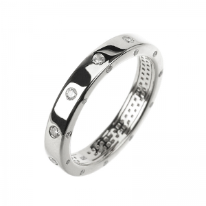 Anillo linea premium, con piedras por todo el cuerpo, color Blanco