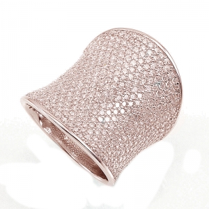 Anillo linea Premium, Alargado, hundido, pavee, rosado