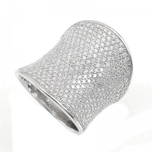 Anillo linea Premium, Alargado, hundido, pavee 