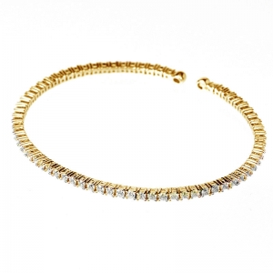 Pulsera linea Premium, tenis , piedras blancas, abierta, amarilla